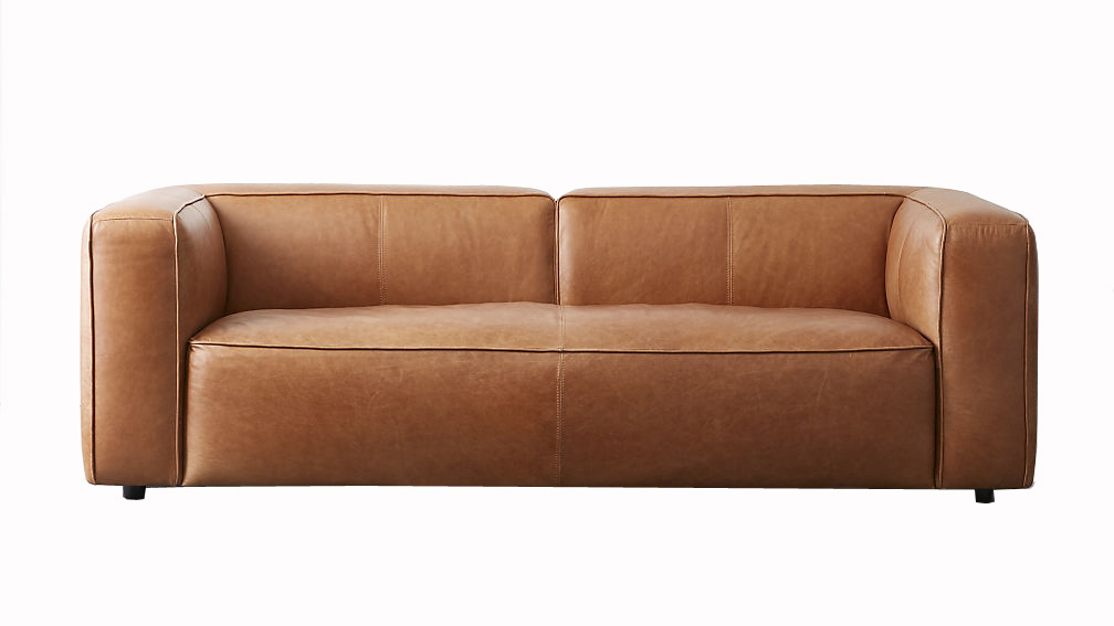 Three Seater Cushion Leather Sofa – DEVON – SPILS009