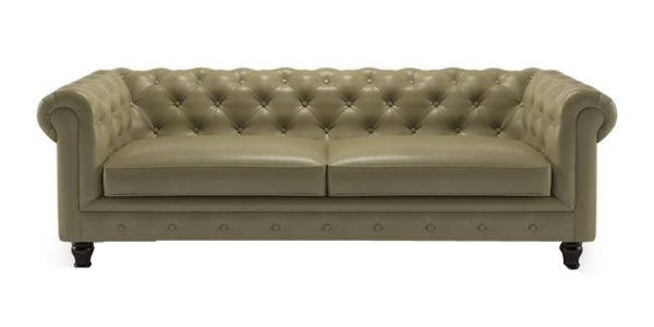 Three Seater Cushion Leather Sofa - DEVON - SPILS011